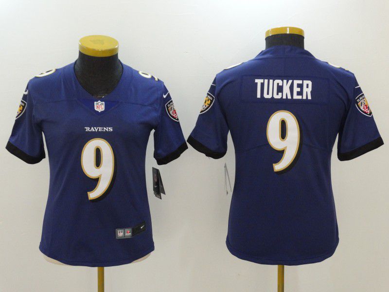 Women Baltimore Ravens #9 Tucker Purple Nike Vapor Untouchable Limited NFL Jerseys->->Women Jersey